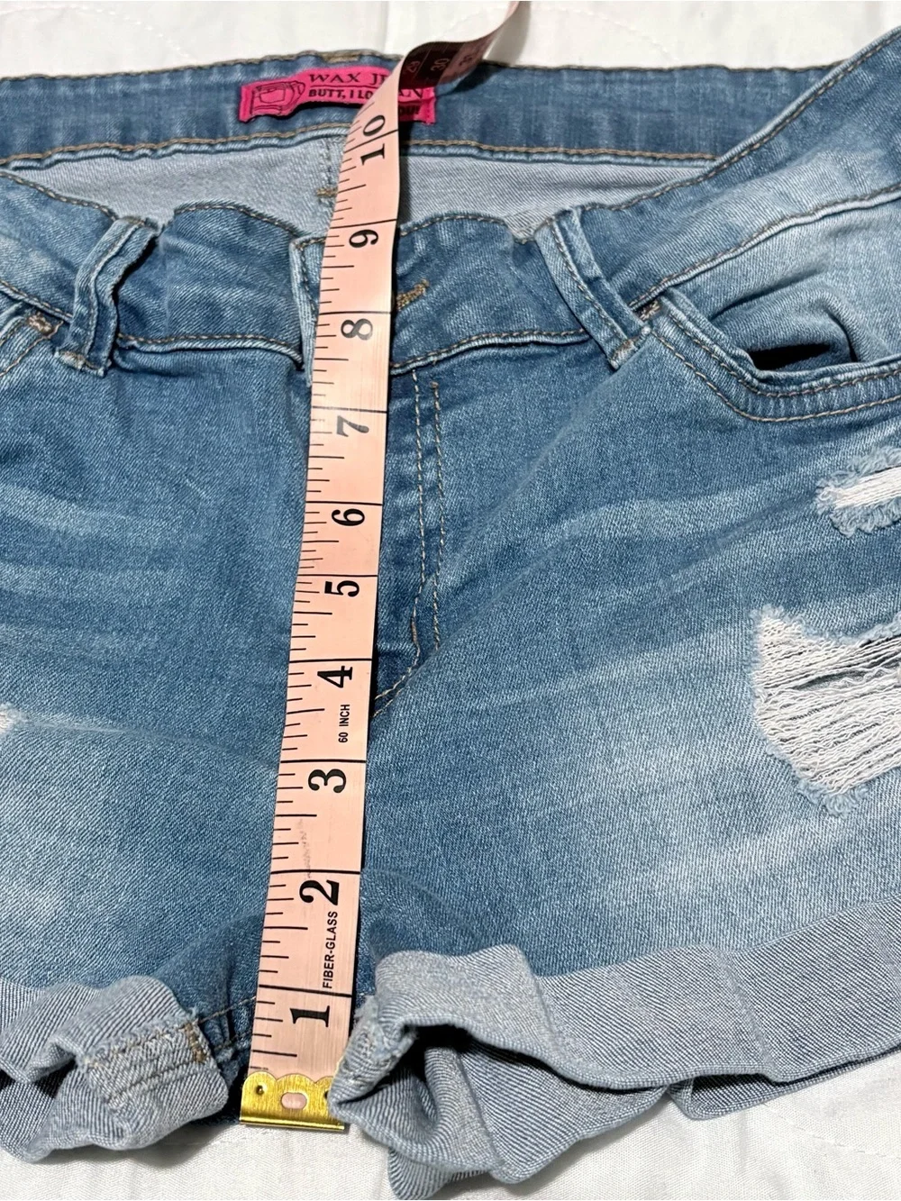Wax Jean Women's Distressed Blue Denim Shorts